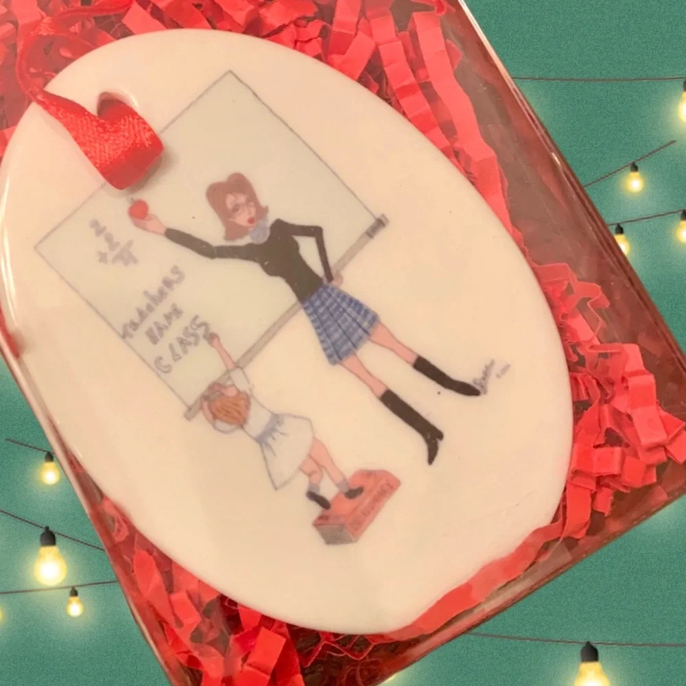 Teachers have class ceramic Christmas ornament round ceramic